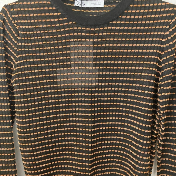 Zara Black And Gold Long Sleeves Sweater/Top Small BNWT - Picture 4 of 7